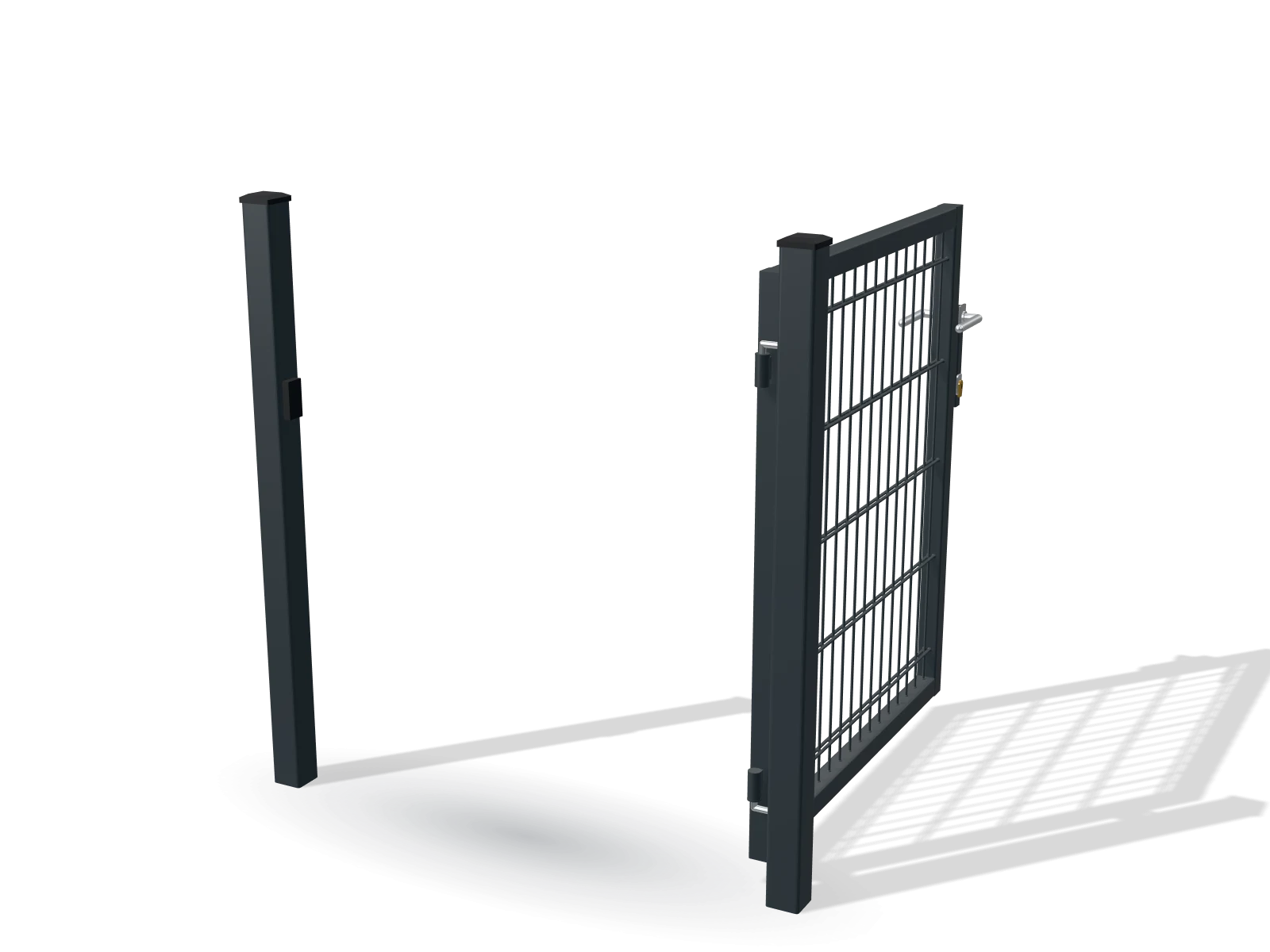 3D-Visualisierung: Gartentor 100 cm in Anthrazit, geöffnet