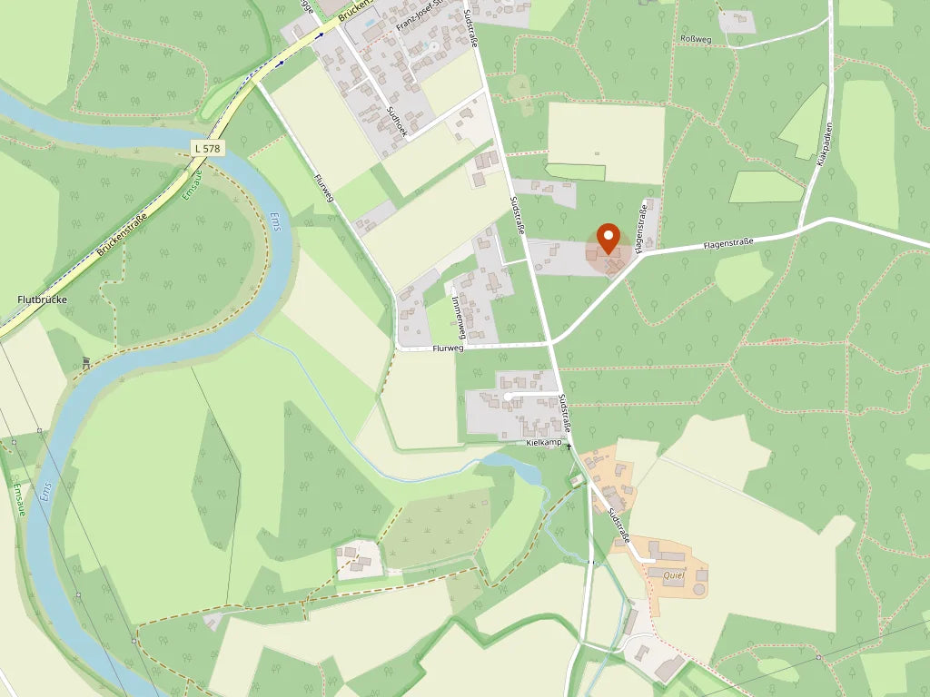 Karte mit unserem Lager, Flagenstraße 19, 48432 Rheine