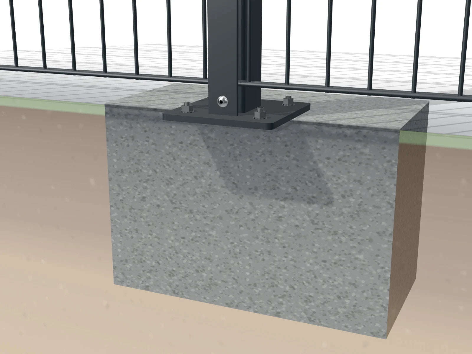 Pfosten mit Fußplatte auf Beton